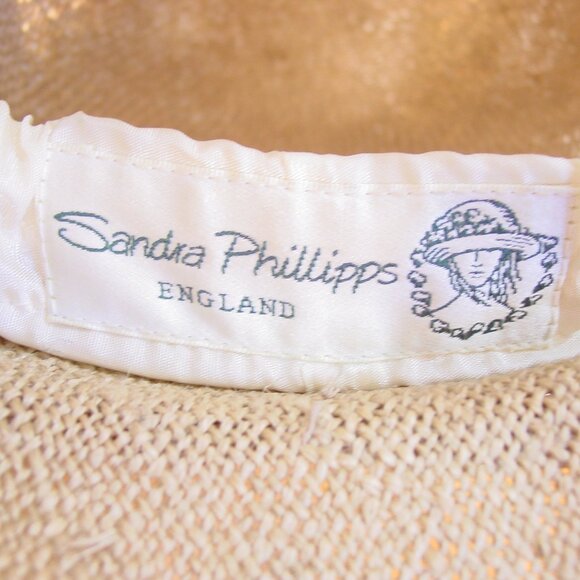 SANDRA PHILLIPPS London Vintage Burlap Bow Cloche Summer Hat O/S - Picture 11 of 11